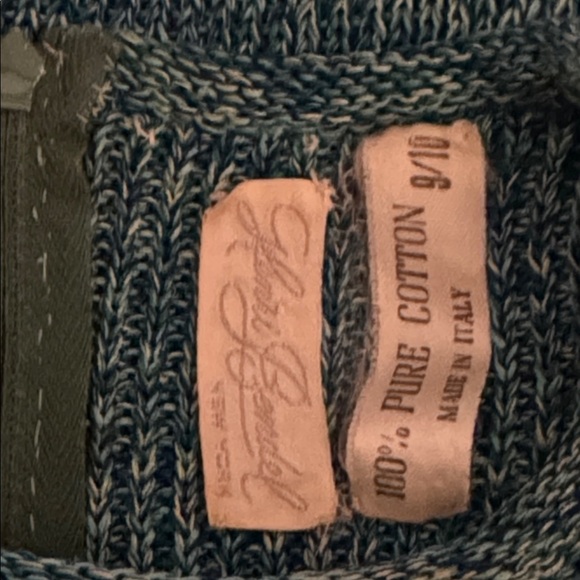 Vintage Henri Bendel Green Blue Cotton Knit Mini Midi Dress RARE Sz 9/10 A Line - Picture 5 of 5